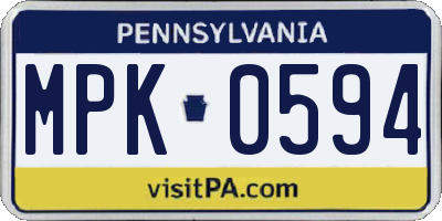 PA license plate MPK0594