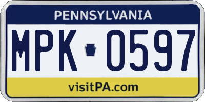 PA license plate MPK0597