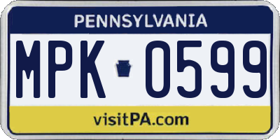 PA license plate MPK0599
