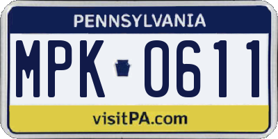 PA license plate MPK0611