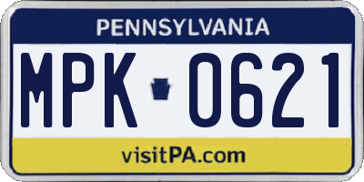 PA license plate MPK0621