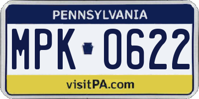 PA license plate MPK0622