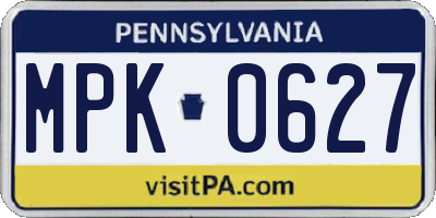 PA license plate MPK0627