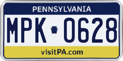 PA license plate MPK0628