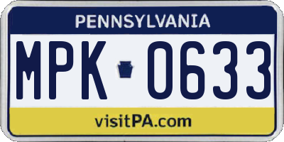 PA license plate MPK0633