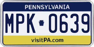 PA license plate MPK0639
