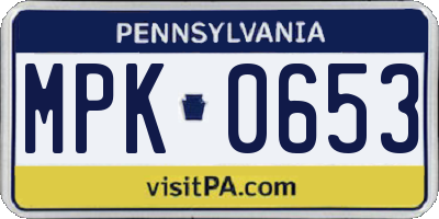 PA license plate MPK0653