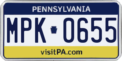 PA license plate MPK0655