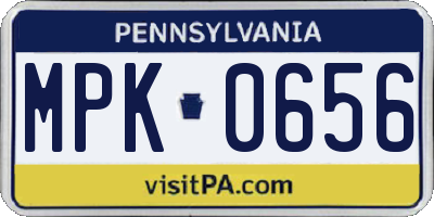PA license plate MPK0656