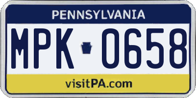 PA license plate MPK0658