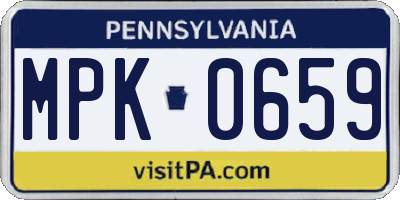 PA license plate MPK0659