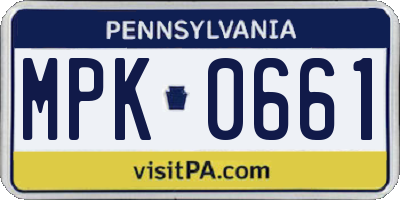 PA license plate MPK0661
