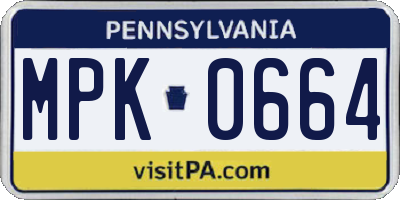 PA license plate MPK0664