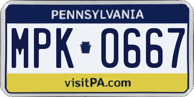 PA license plate MPK0667