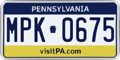 PA license plate MPK0675