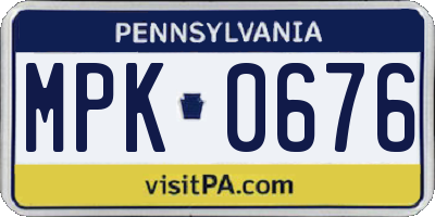 PA license plate MPK0676