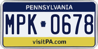 PA license plate MPK0678