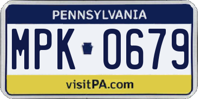 PA license plate MPK0679
