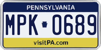 PA license plate MPK0689