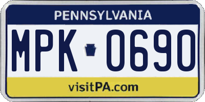 PA license plate MPK0690