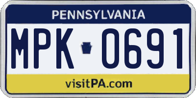 PA license plate MPK0691