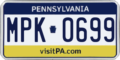 PA license plate MPK0699