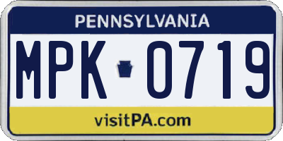 PA license plate MPK0719