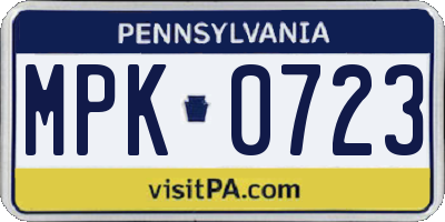 PA license plate MPK0723