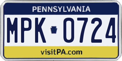 PA license plate MPK0724