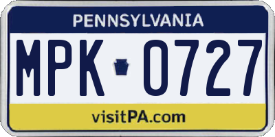 PA license plate MPK0727