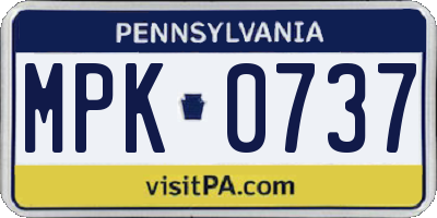 PA license plate MPK0737