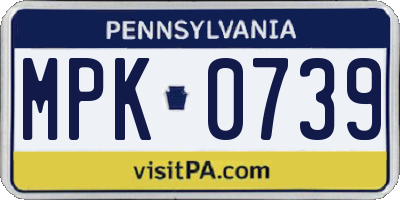 PA license plate MPK0739