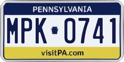PA license plate MPK0741