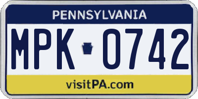 PA license plate MPK0742