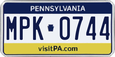PA license plate MPK0744