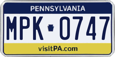 PA license plate MPK0747