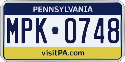 PA license plate MPK0748