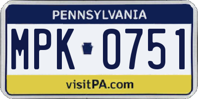 PA license plate MPK0751