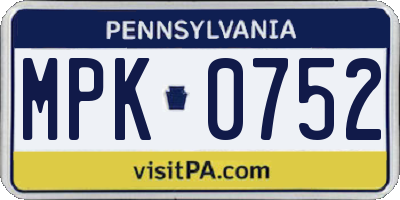 PA license plate MPK0752