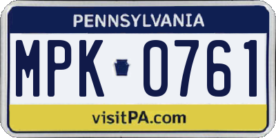 PA license plate MPK0761