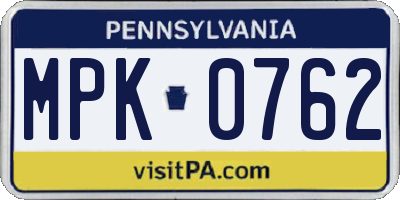 PA license plate MPK0762