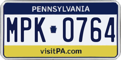 PA license plate MPK0764
