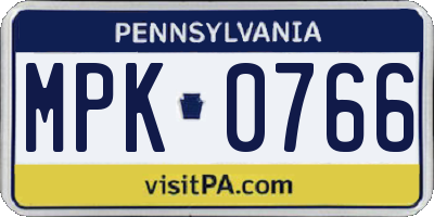 PA license plate MPK0766