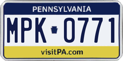 PA license plate MPK0771