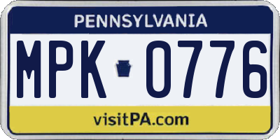 PA license plate MPK0776