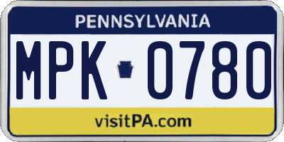 PA license plate MPK0780