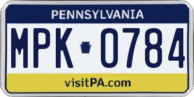 PA license plate MPK0784