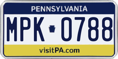 PA license plate MPK0788