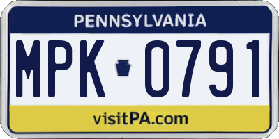 PA license plate MPK0791