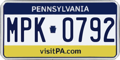 PA license plate MPK0792